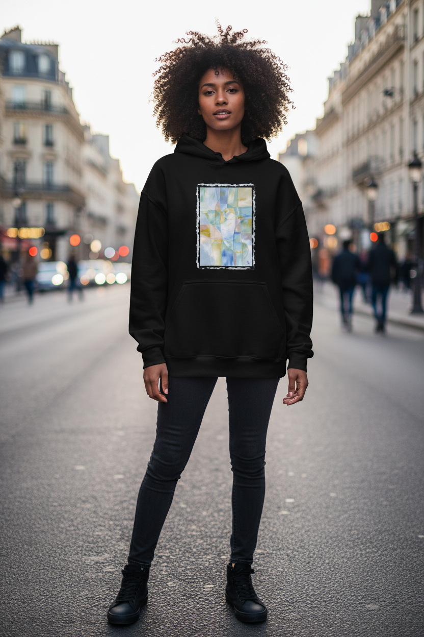 Hoodie Noir Aqua Doré - Femme africaine urbain 2