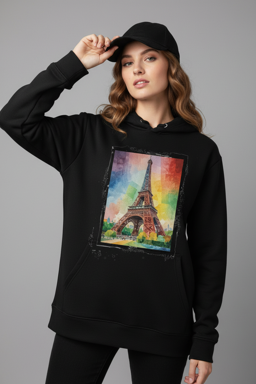Paris Hoodie – Noir casquette