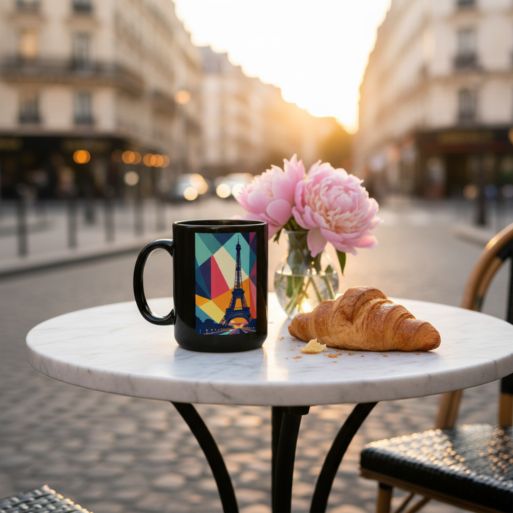 Mug Noir Géométrique – Bistrot